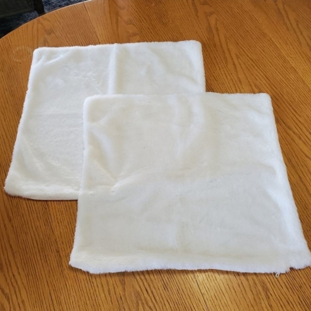 White Faux Fur Pillow Covers
